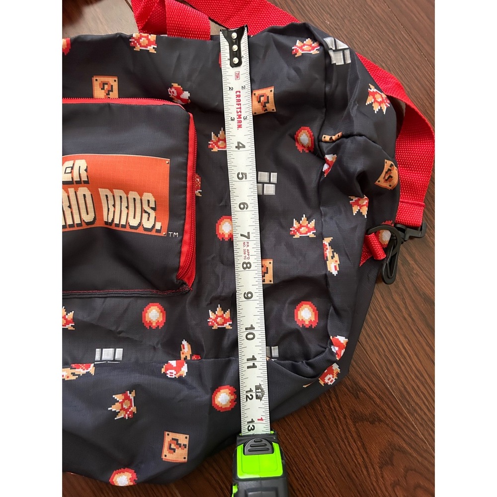 Nintendo Super Mario Bros Reusable Shopping Tote Gym Bag Black Red - Picture 7 of 11